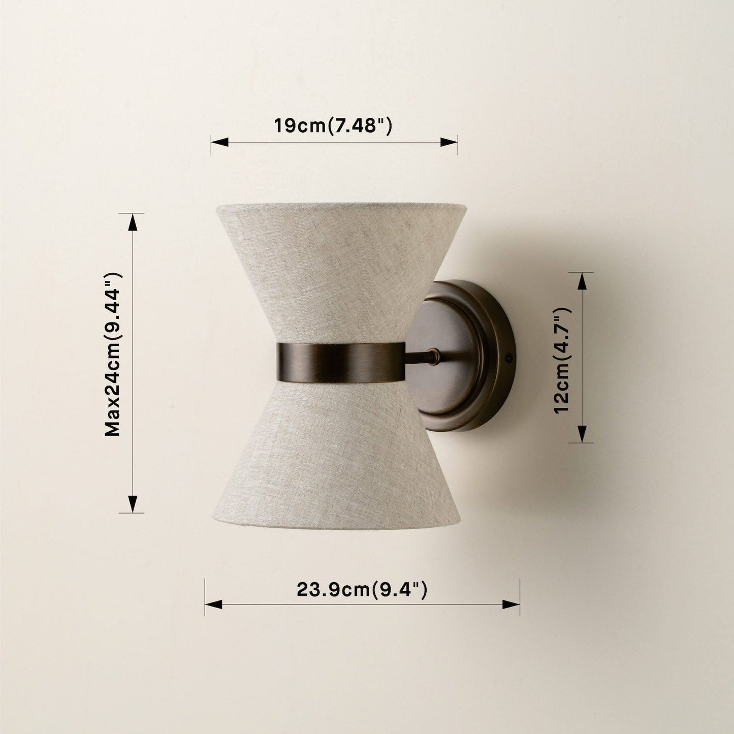 Boho Luxe Linen Sconce with Bronze Detailing