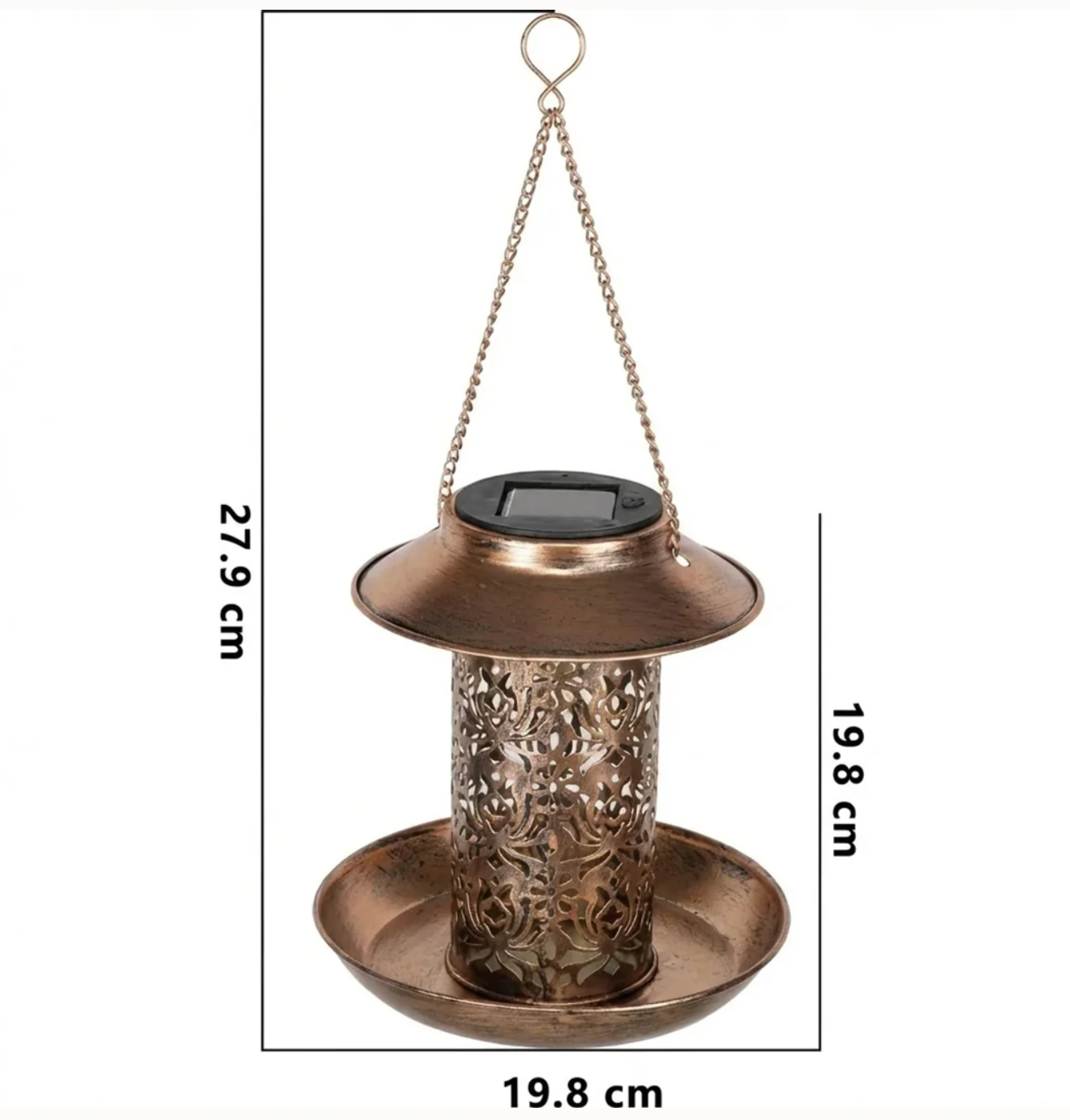 Solar LED garden lamp bird feeder - decorative 2-in-1 hanging lantern 6