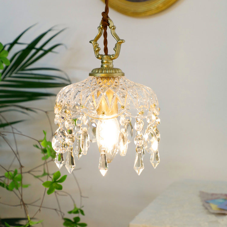 Vintage Decorative Floral Crystal 1-Light Pendant Light 9