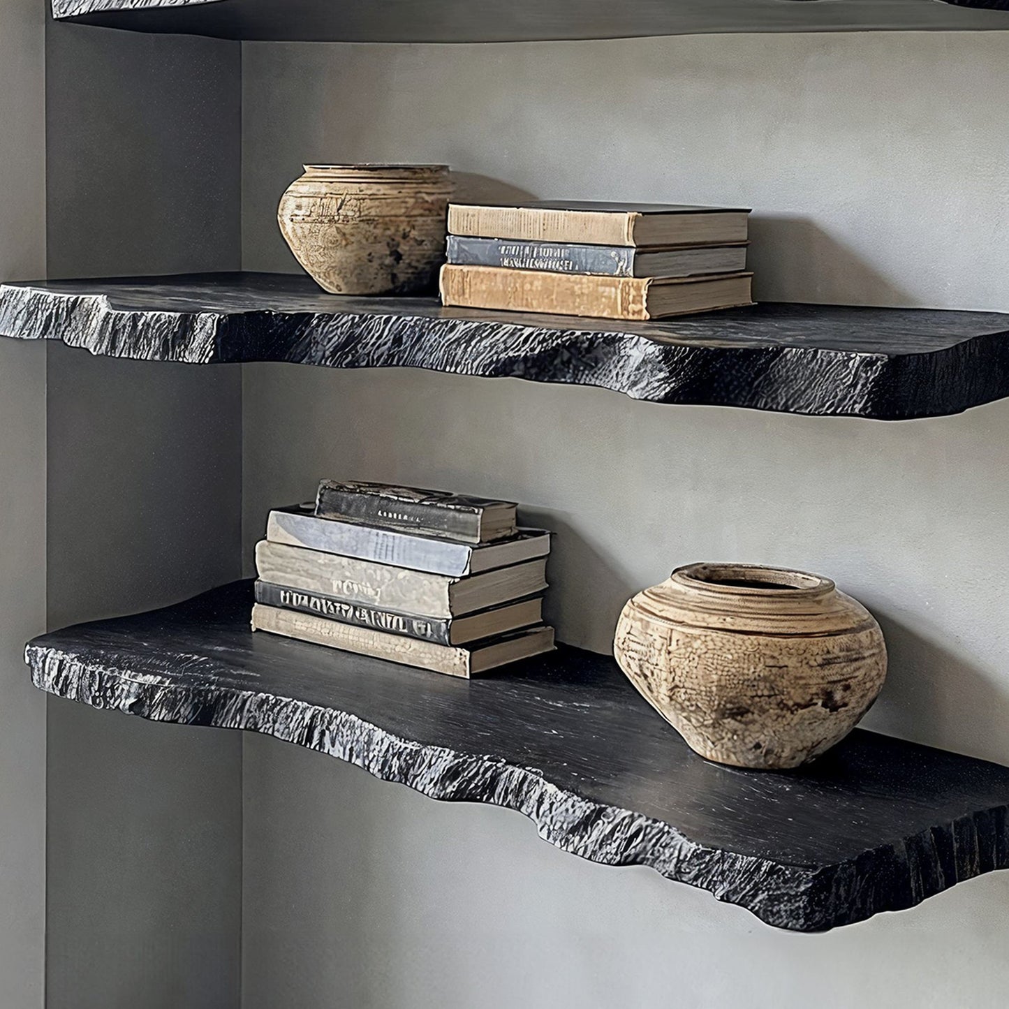 Handcraft Live Edge Black Floating Shelves SILDTFL031 5