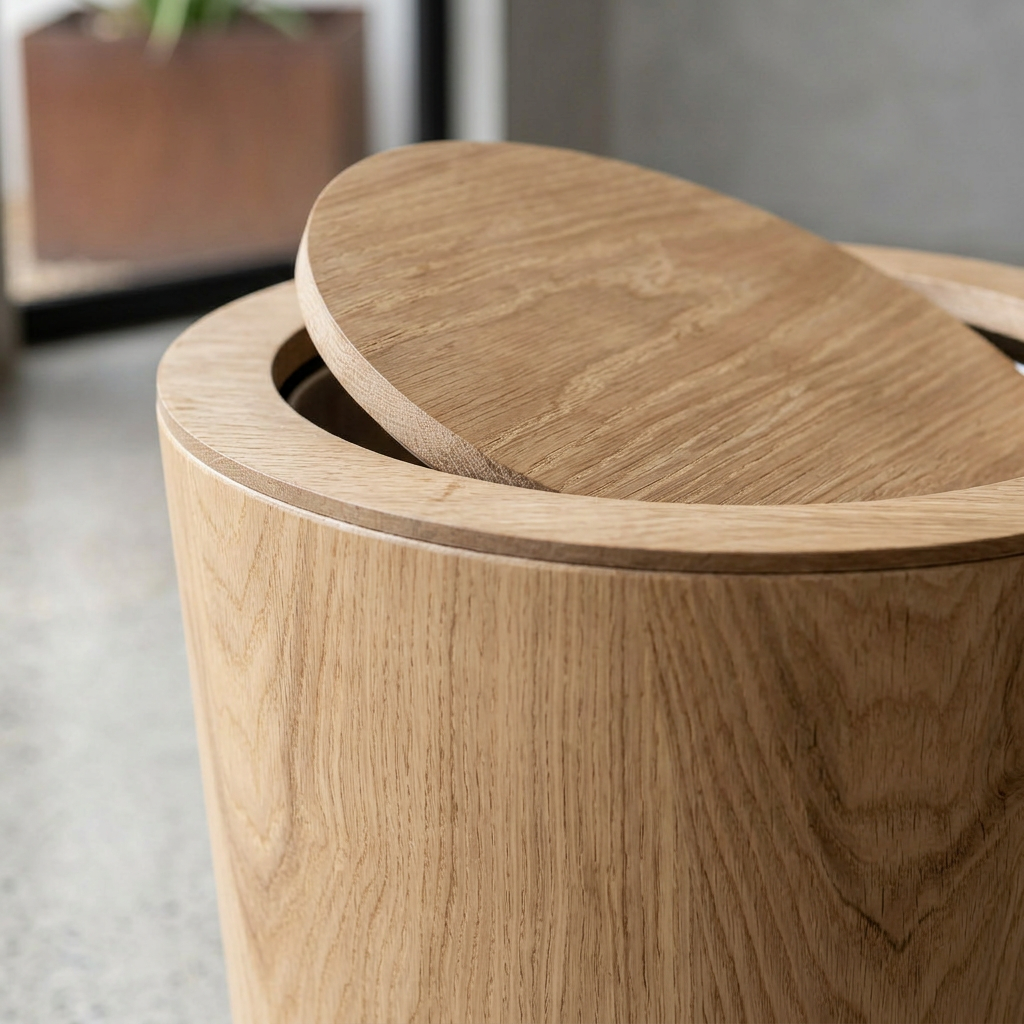 Elara Haus Artisanal Timber-Style Rotating Waste Bin