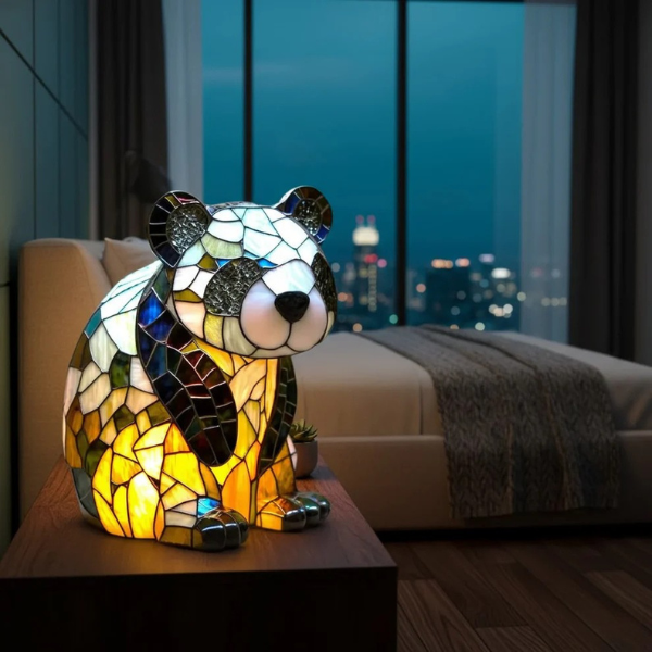Elara Haus Artistic Stained Glass Table Lamp - Colourful Mosaic Design (15cm)