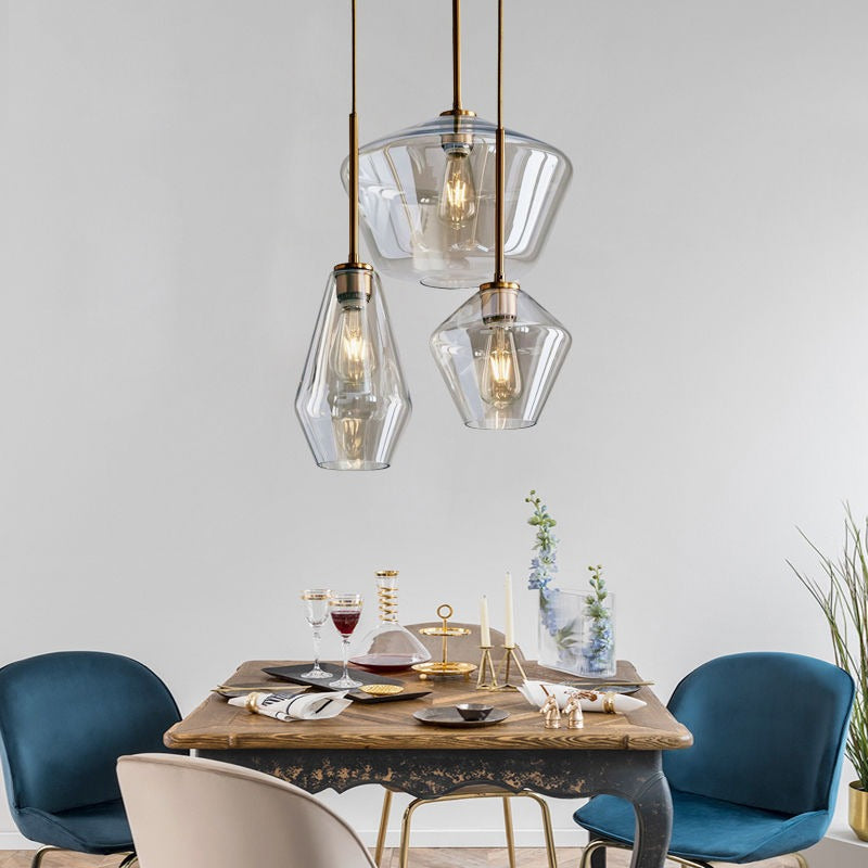 June Pendant Light Glass, Clear/Amber Diamond shape 10