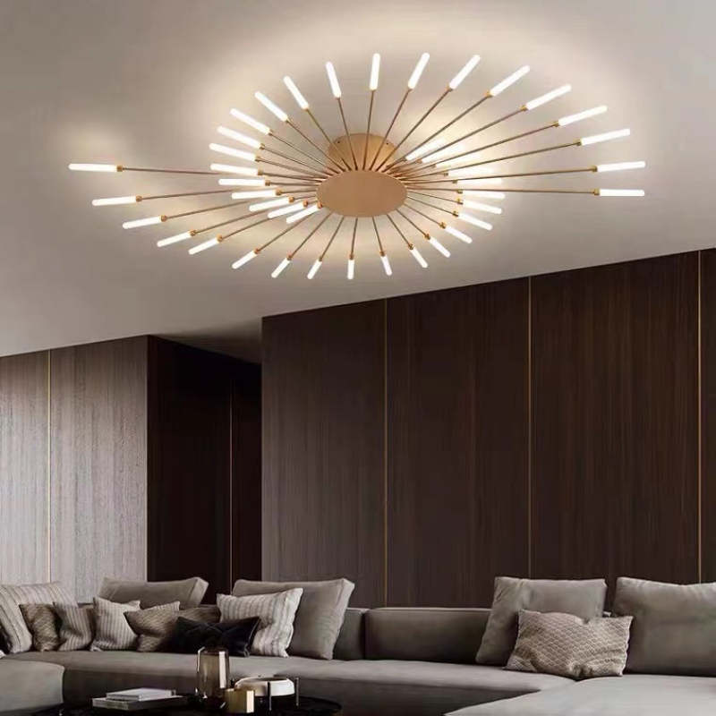 Elara Haus Flush Mount Ceiling Light - Metal Acrylic Black Gold LED Ceiling Lights 19