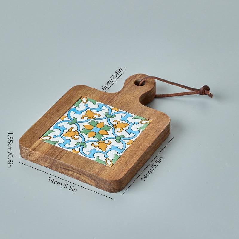 Rustic Coaster | Solid Wood & Ceramic Trivet 11