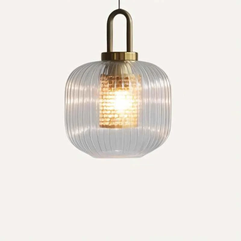 Modern glass pendant lamp with a grooved shade 10