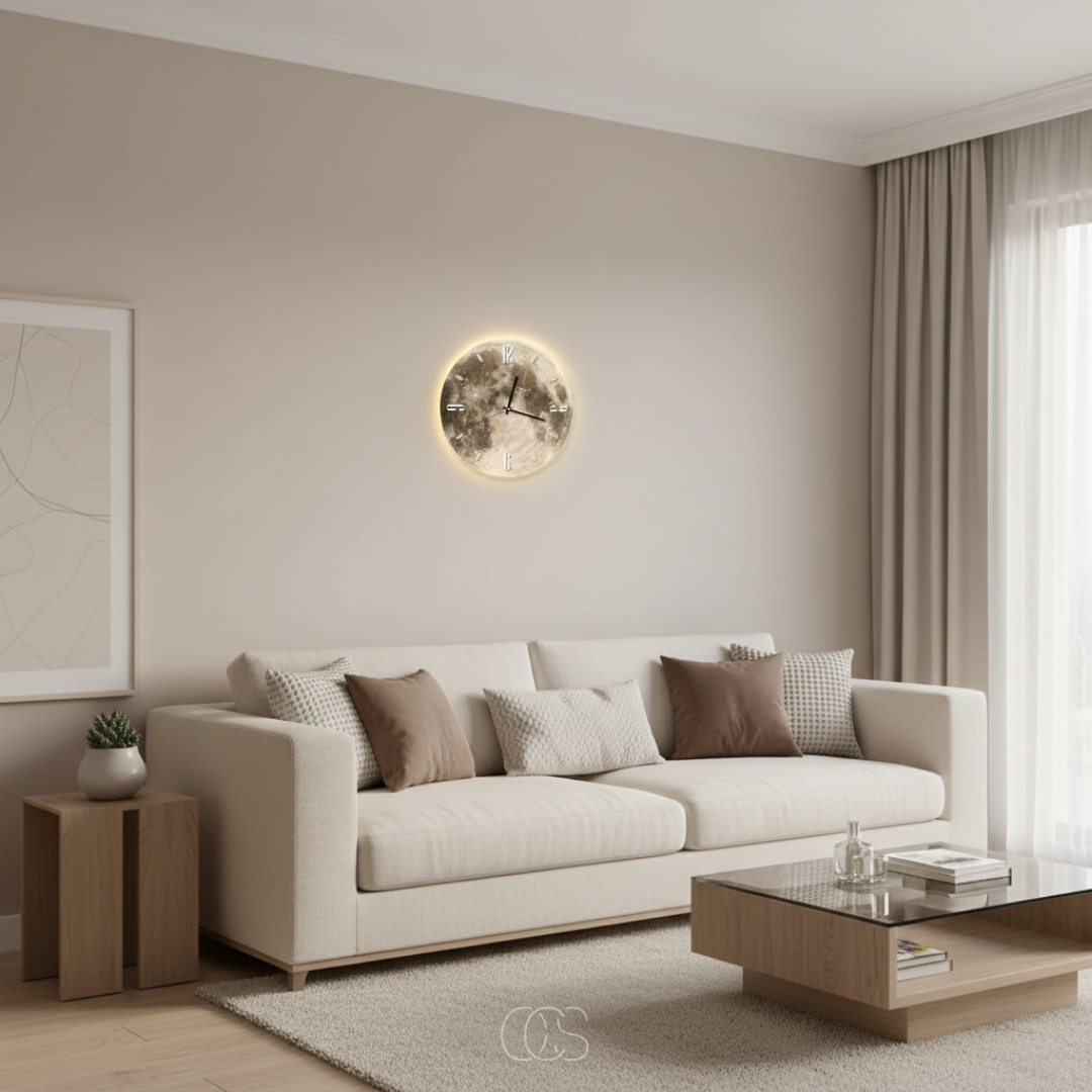 OCS - Moon Wall Clock with LED rim 4
