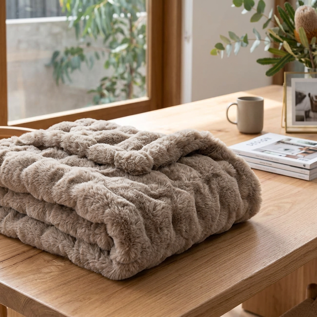 Elara Haus Luxury Rabbit Faux Fur Throw - Ultra Plush Blanket