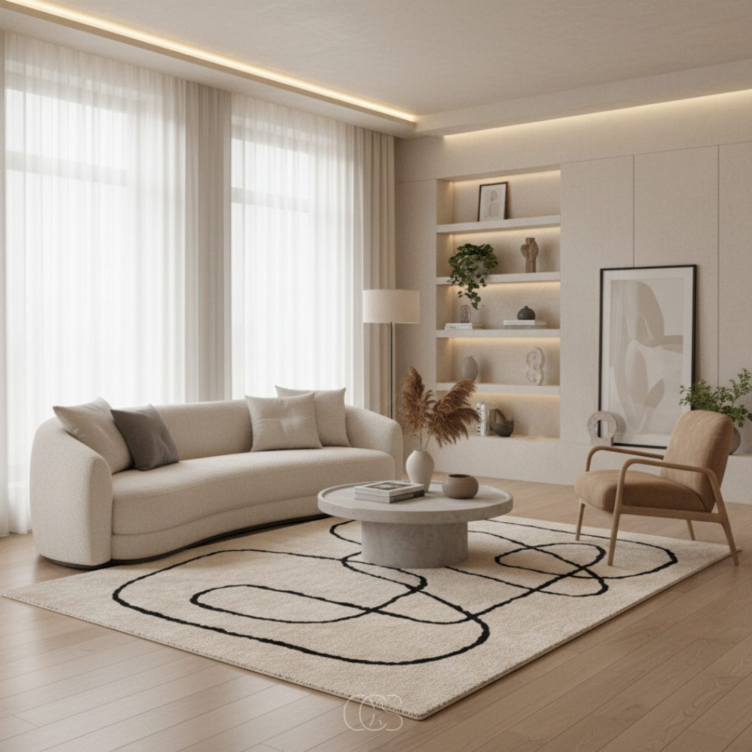 OCS - Square wool rug with abstract patterns 5
