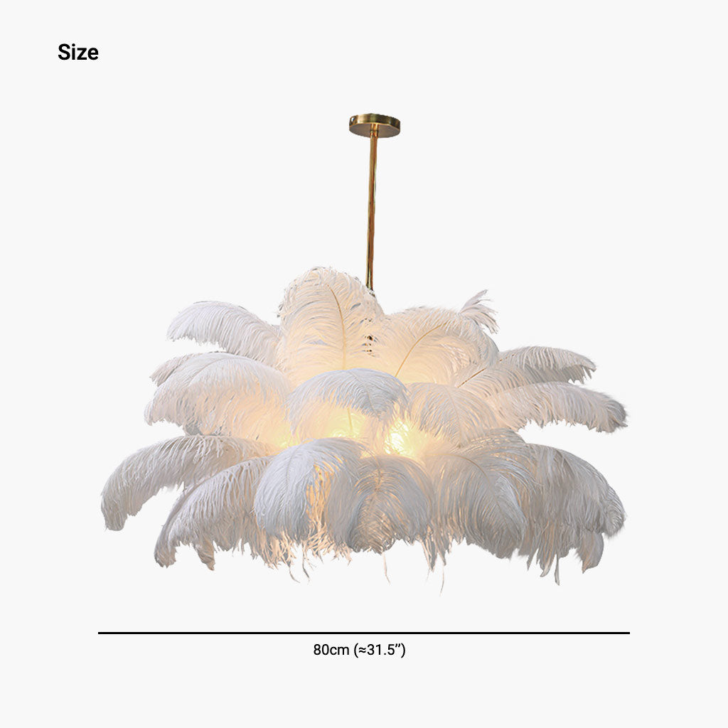 Ceiling light chandelier, bouquet of feathers, artistic lampshade, white 6
