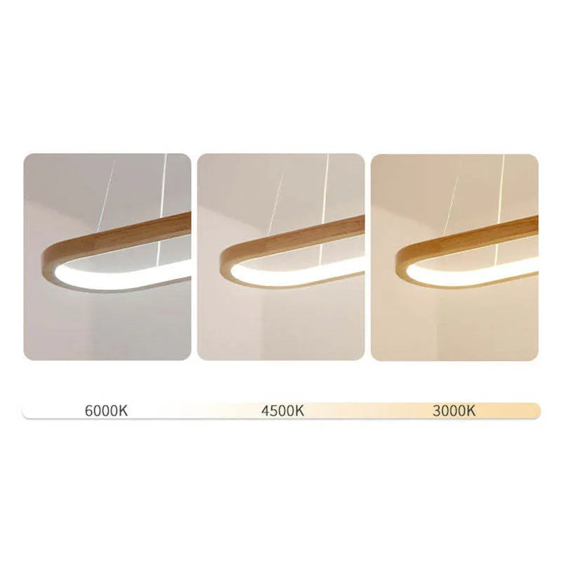 Veon Contemporary Oval Wooden Pendant Light 8
