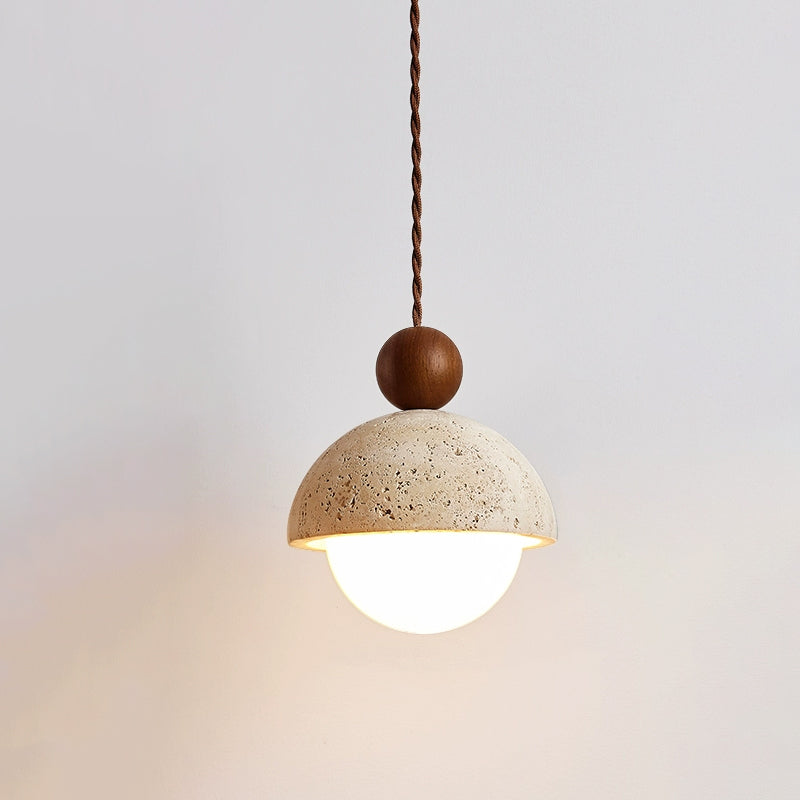 Elara Haus Pendant Light - Travertine Dome Glass Design Hanging Lights 9