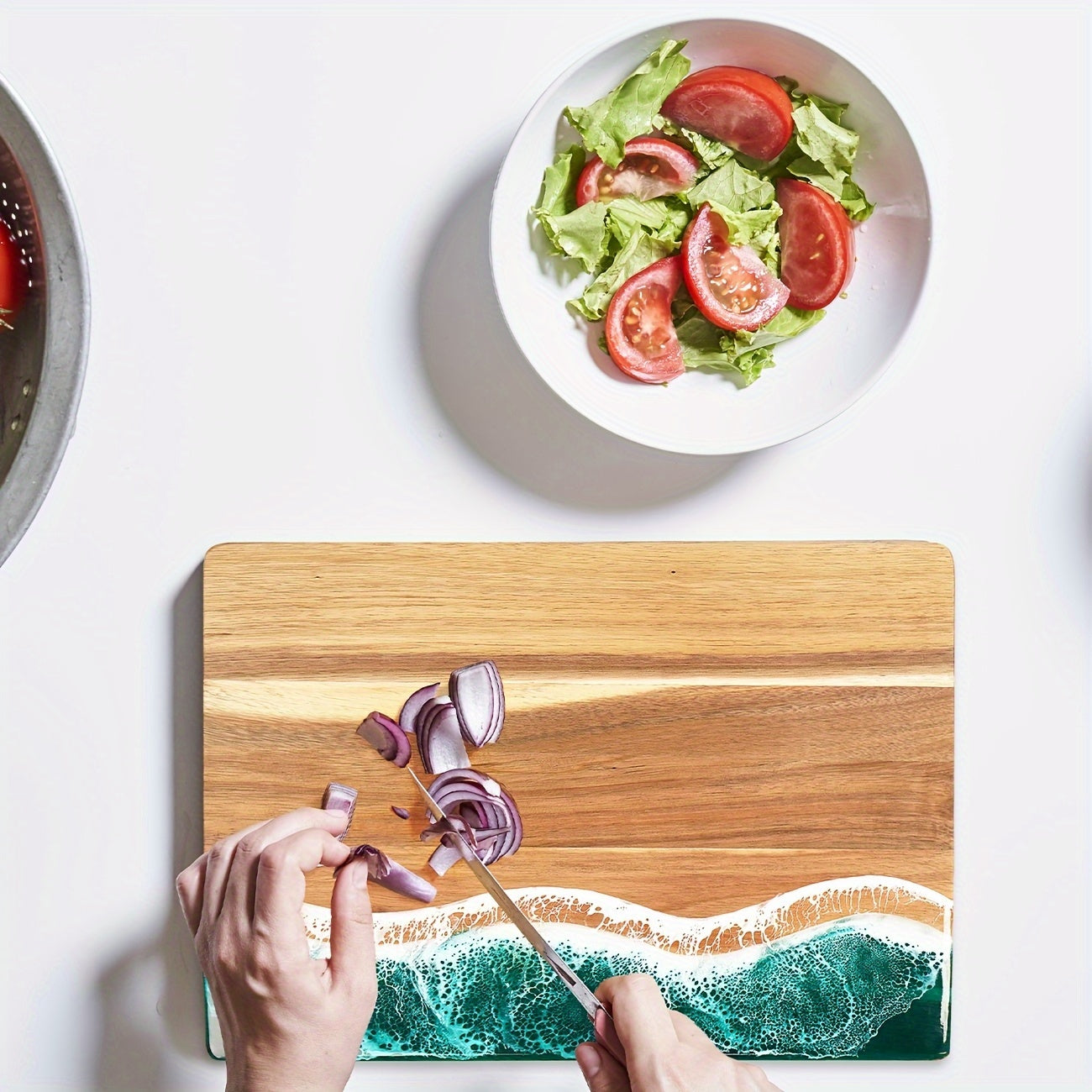 Wave Resin Cutting Board | Ocean-Inspired Acacia Wood Cheese & Serving Board 8