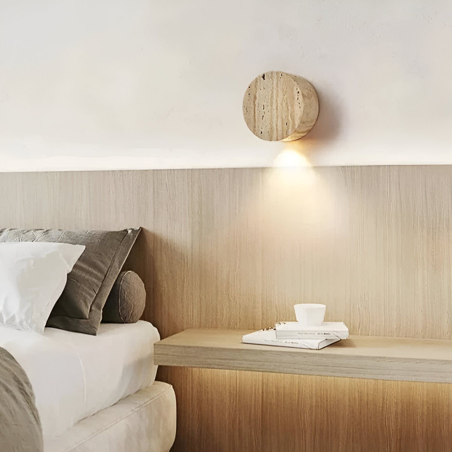 Japanese Wabi-Sabi Travertine Stone Wall Sconce LED 1-Light 7