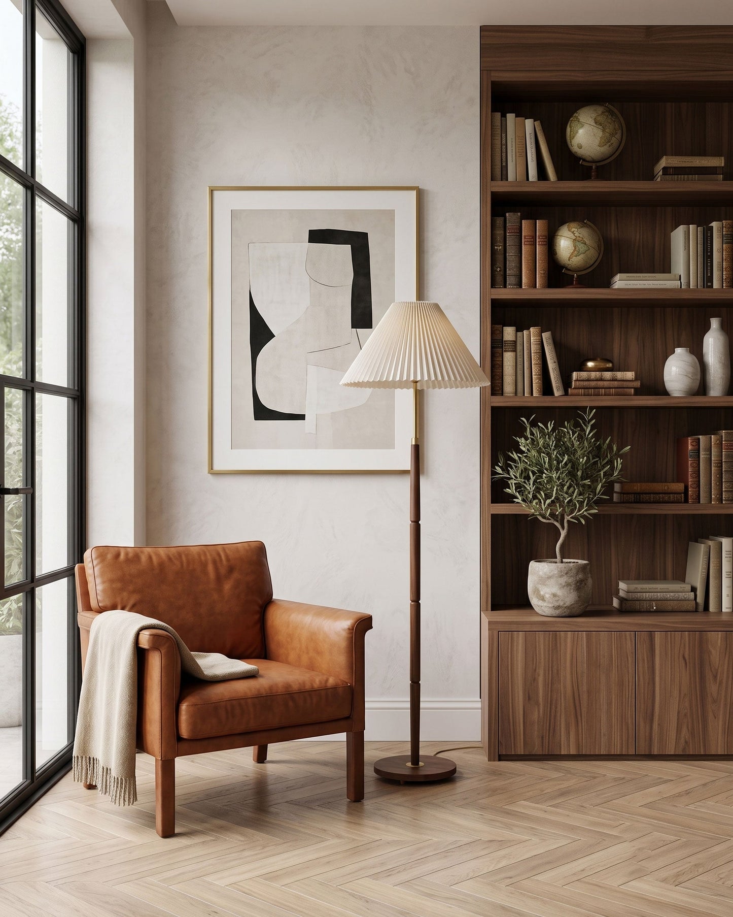 Flynn Pleated Walnut Floor Lamp 8