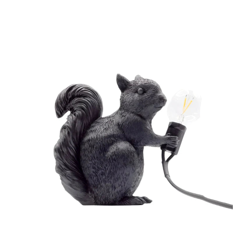 Decorative LED lamp in the shape of a squirrel – a designer figurine with a light bulb, for interiors and gardens 8