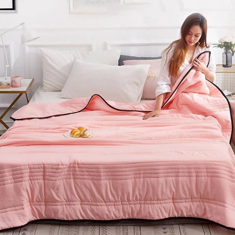 Elara Haus Horizontal Striped Stitching Bed Blanket