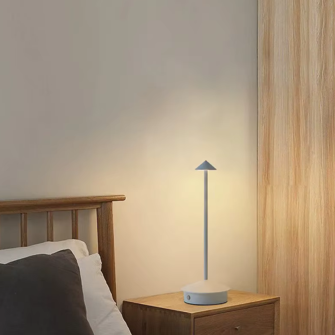 Modern Aluminium Cone Table Lamp - Rechargeable