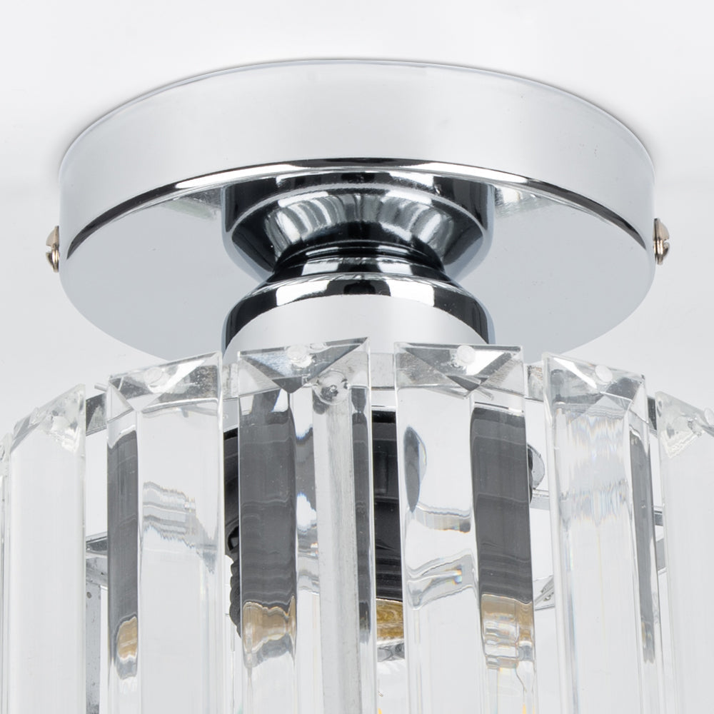 Modern Crystal Flush Mount Ceiling Light Black Hallway Fixture