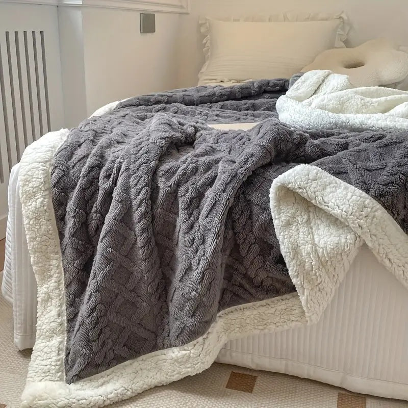 Snuggle Reversible Sherpa Fleece Throw Blanket