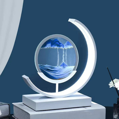 3D Quicksand Hourglass Night Light - Rotating Sandscape Bedside Lamp