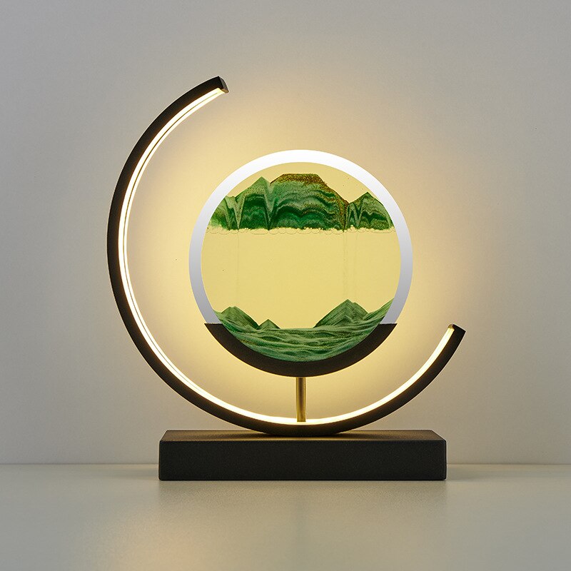 3D Quicksand Hourglass Night Light - Rotating Sandscape Bedside Lamp