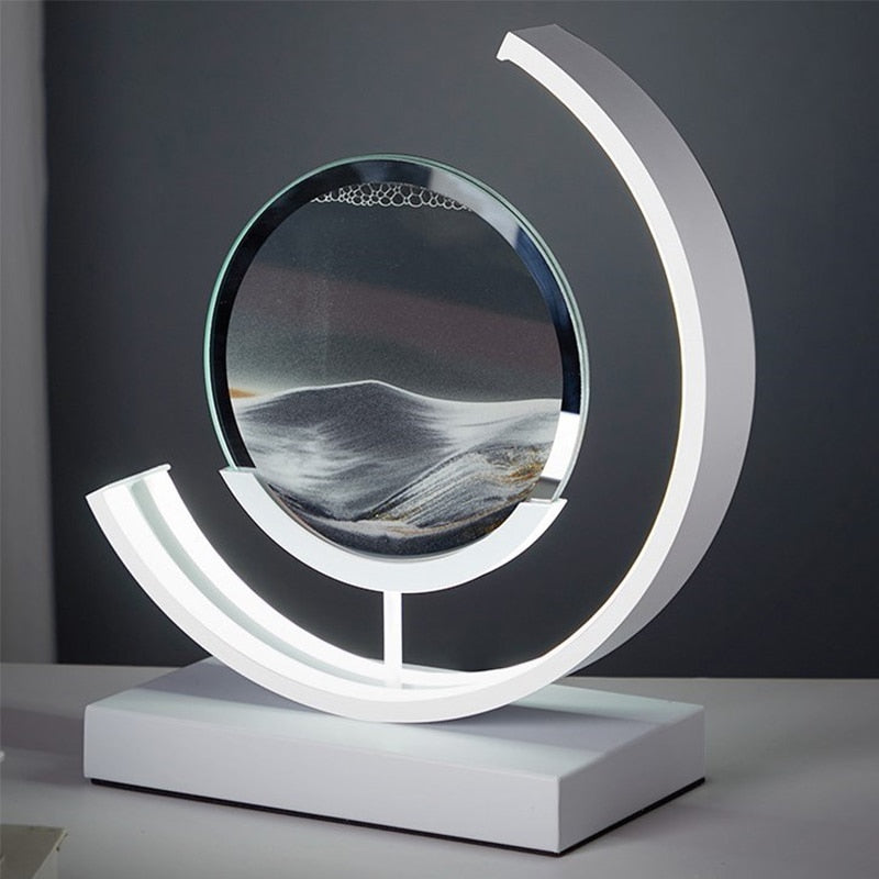 3D Quicksand Hourglass Night Light - Rotating Sandscape Bedside Lamp