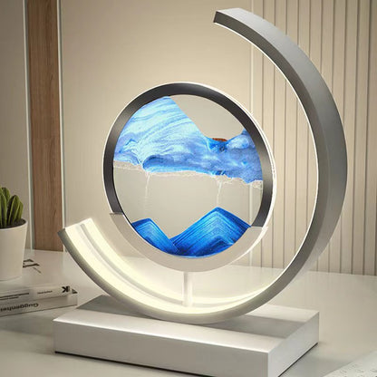 3D Quicksand Hourglass Night Light - Rotating Sandscape Bedside Lamp