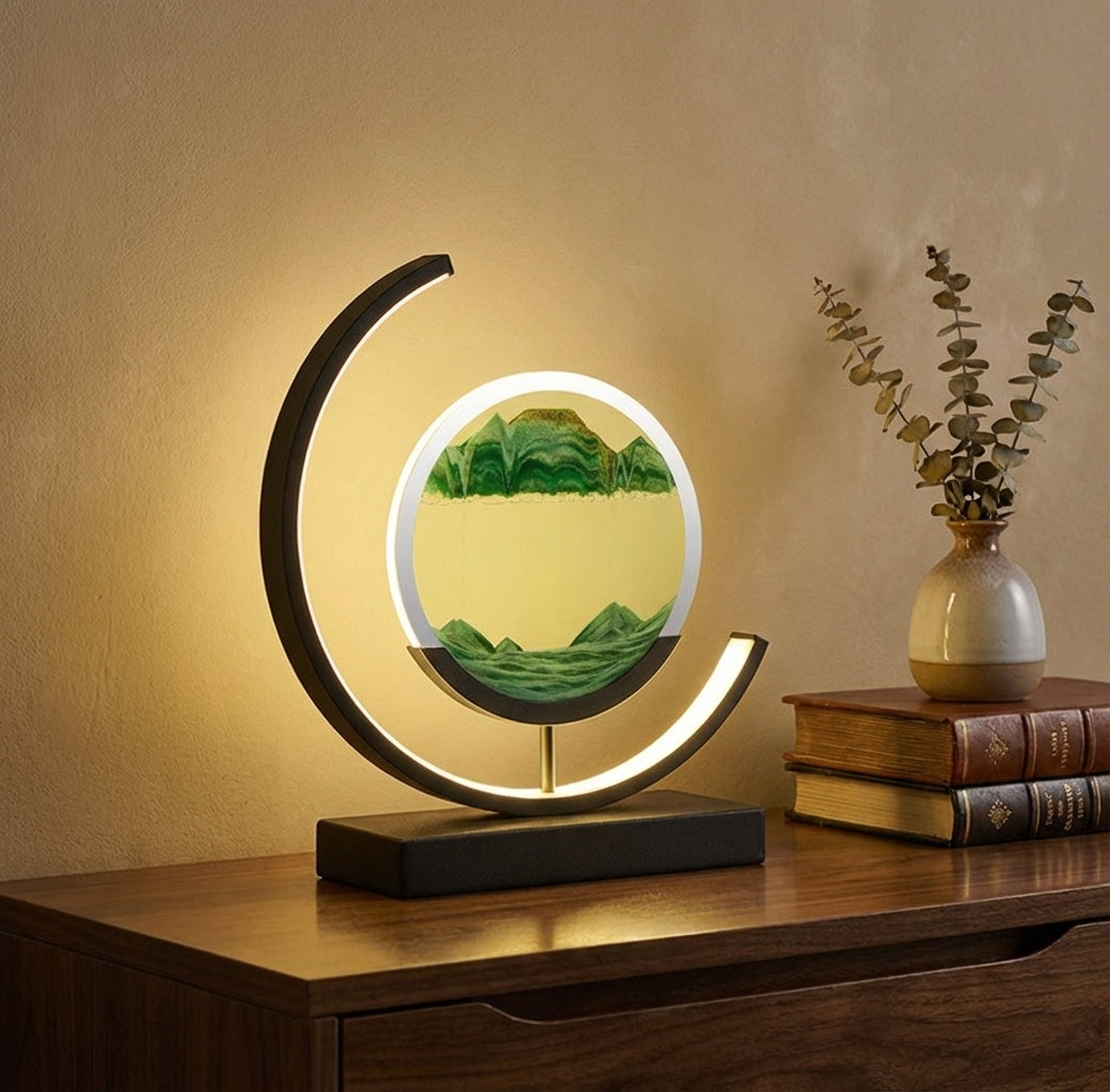 3D Quicksand Hourglass Night Light - Rotating Sandscape Bedside Lamp