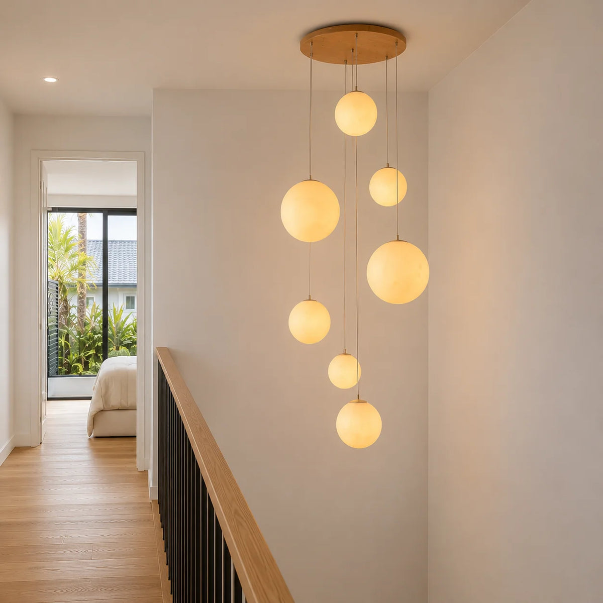 Elara Haus Opaline Spherical Chandelier - Acrylic Multi-Sphere LED 2