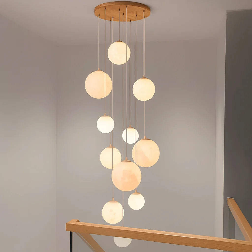 Elara Haus Opaline Spherical Chandelier - Acrylic Multi-Sphere LED 4