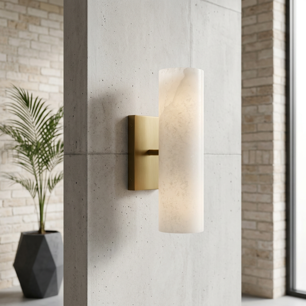 Alabaster Cylinder Wall Sconce Light