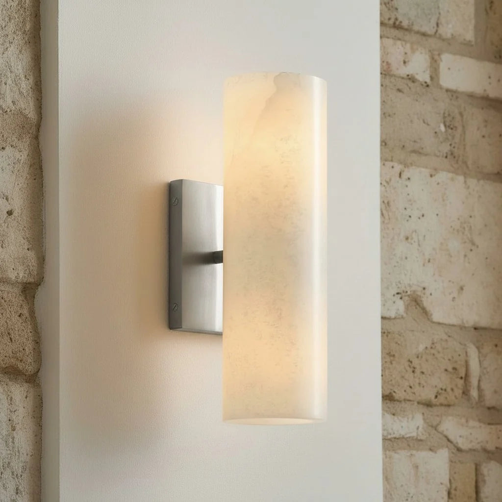 Doran Modern Elegant Alabaster Tube Sconce 7