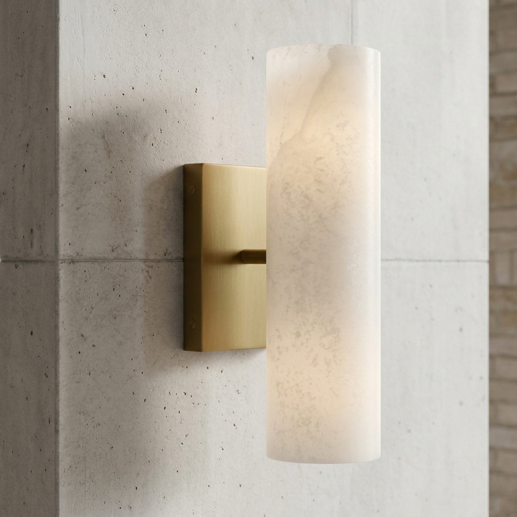 Alabaster Cylinder Wall Sconce Light