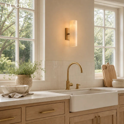 Doran Modern Elegant Alabaster Tube Sconce 2