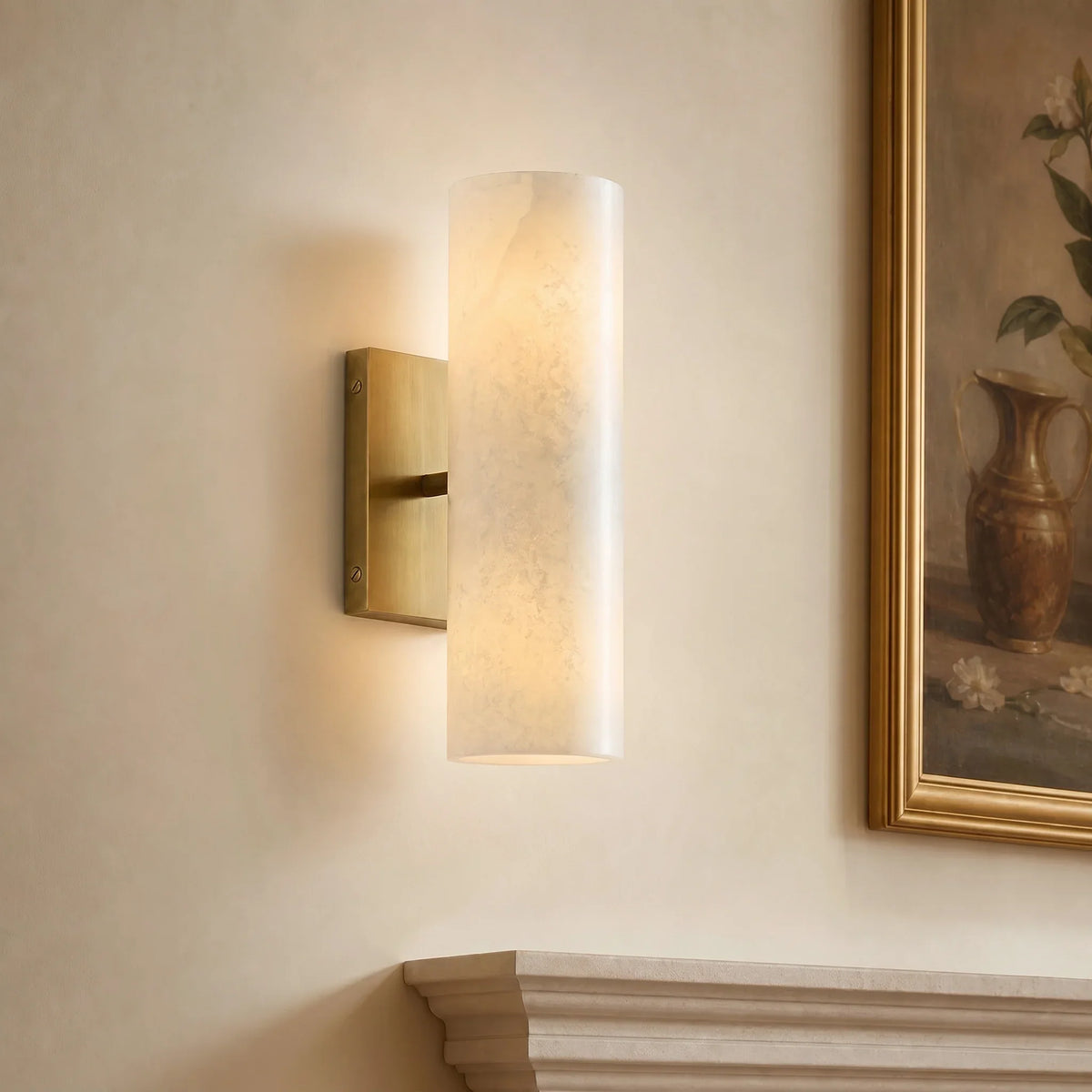 Doran Modern Elegant Alabaster Tube Sconce 3