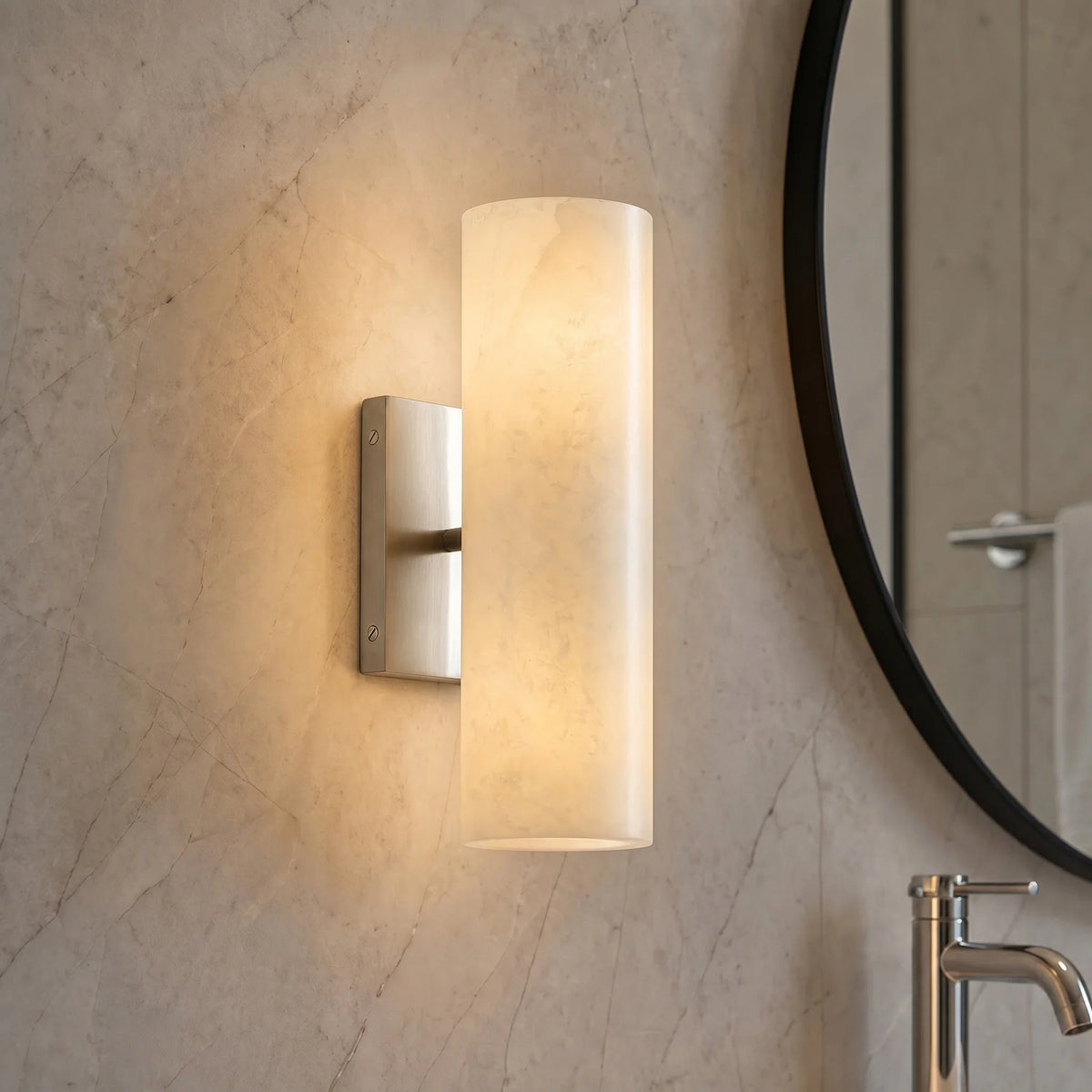 Doran Modern Elegant Alabaster Tube Sconce 5