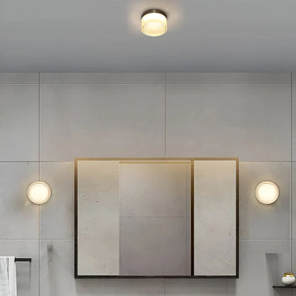 Ambrelo Modern Round Wall Sconce Amber Glass