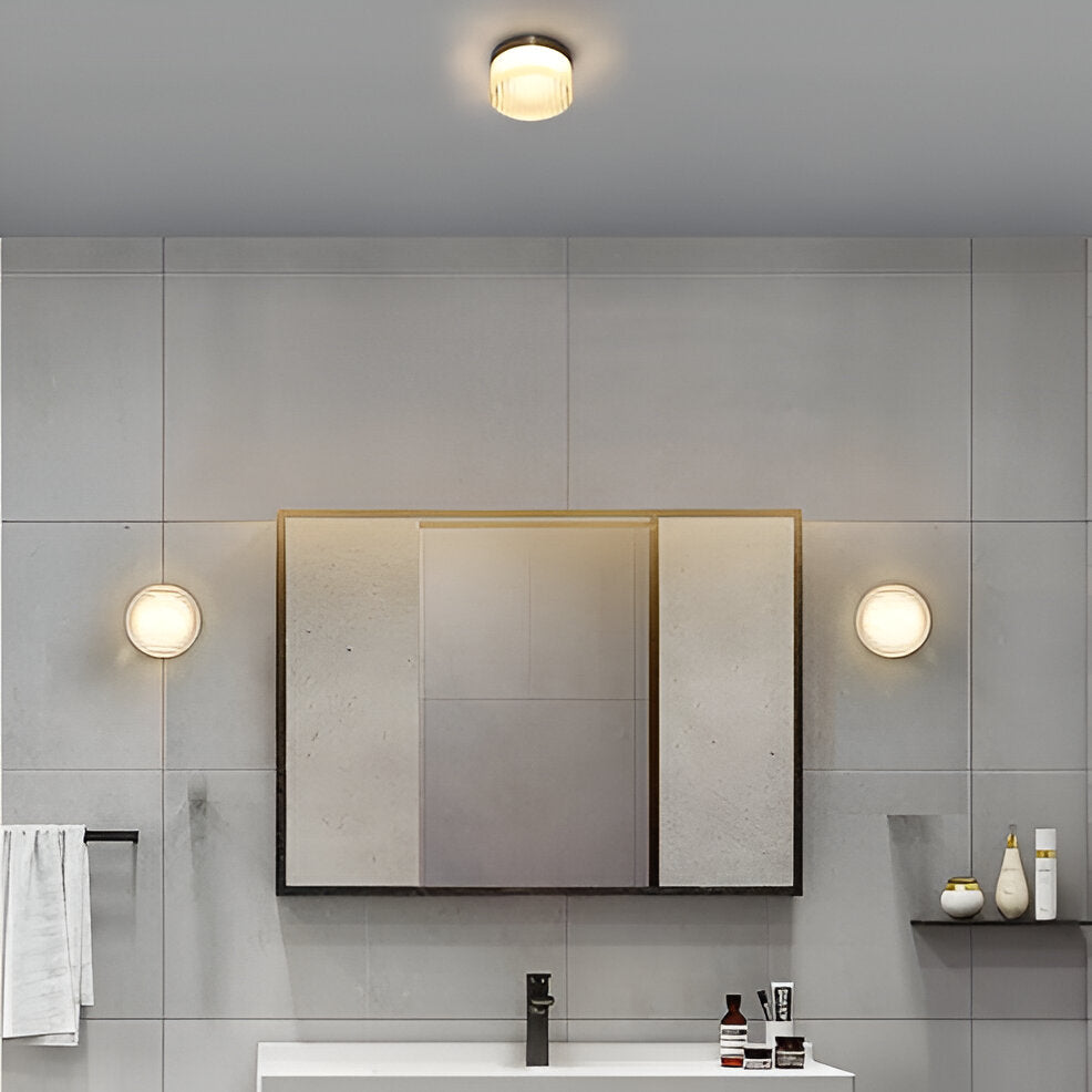 Ambrelo Modern Round Wall Sconce Amber Glass
