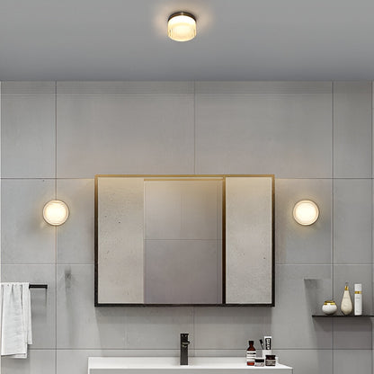 Ambrelo Modern Round Wall Sconce Amber Glass