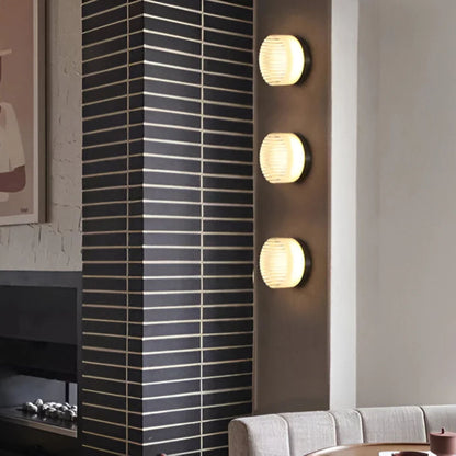 Ambrelo Modern Round Wall Sconce Amber Glass