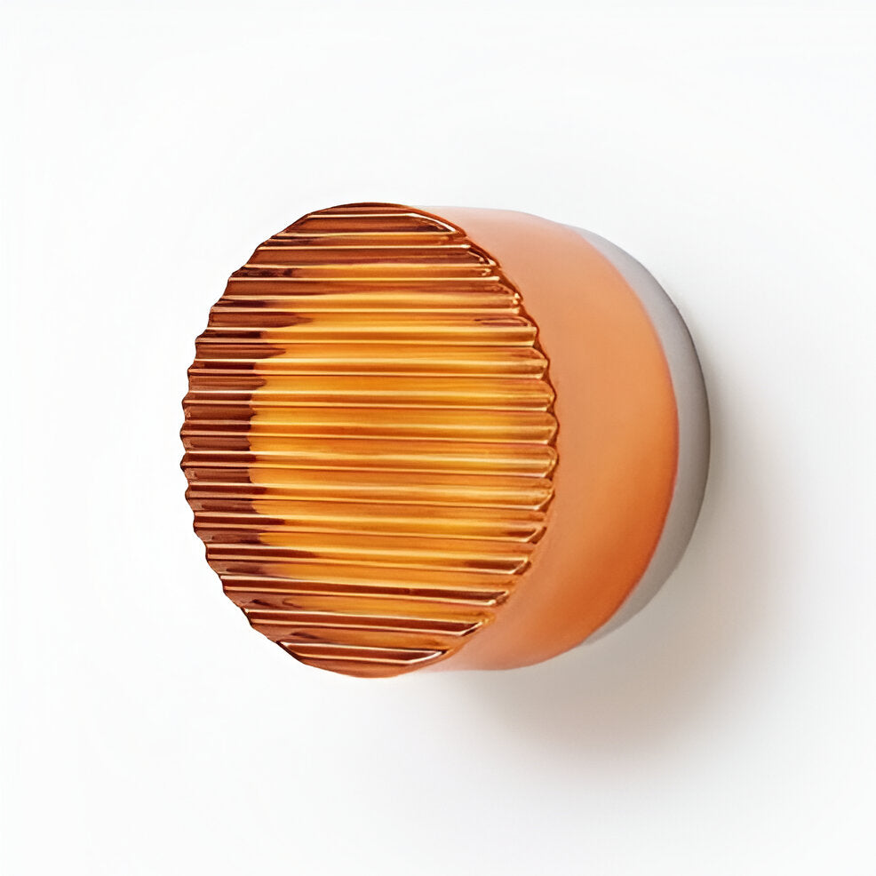 Ambrelo Modern Round Wall Sconce Amber Glass