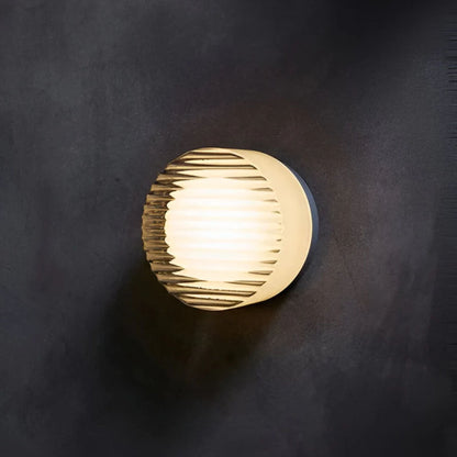 Ambrelo Modern Round Wall Sconce Amber Glass