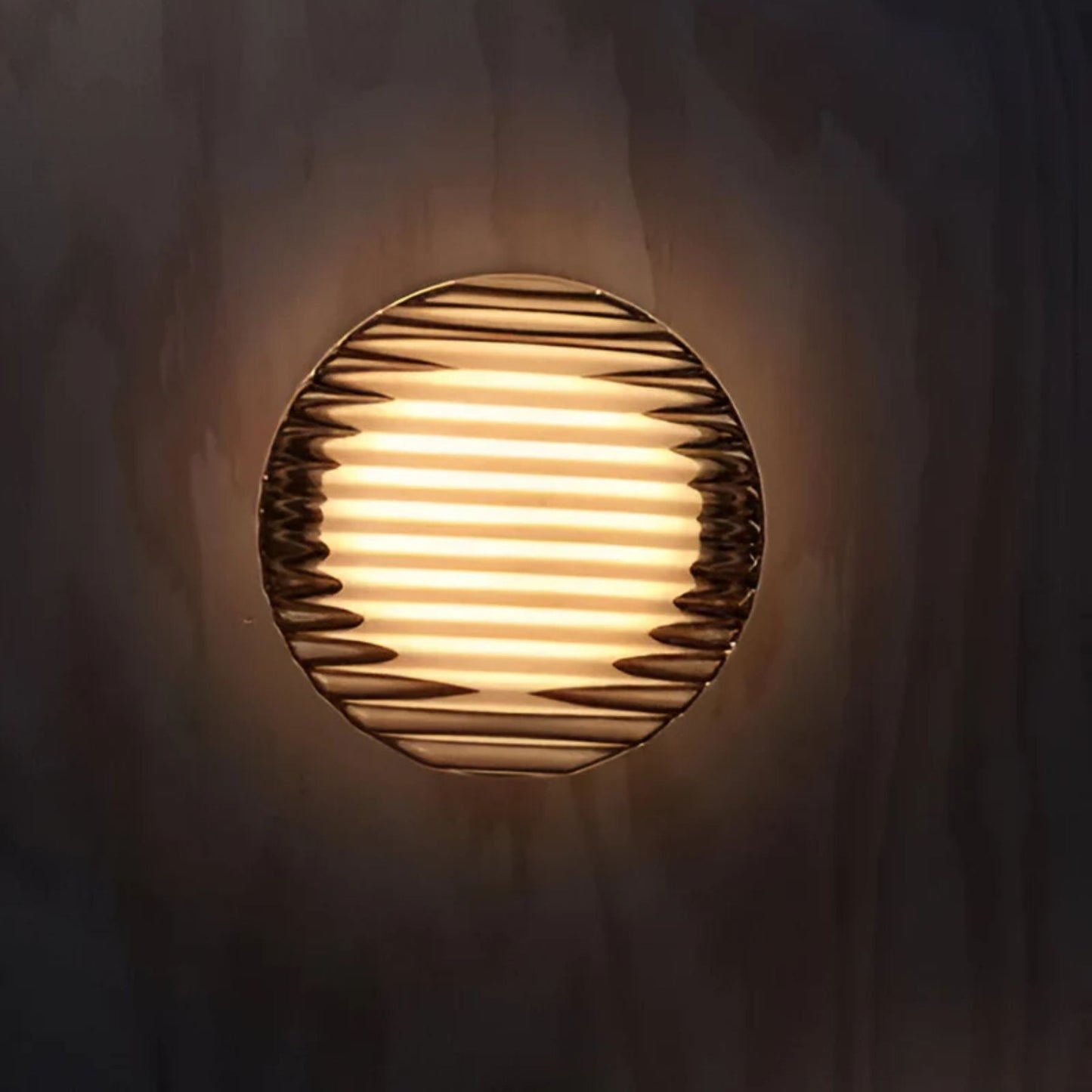 Ambrelo Modern Round Wall Sconce Amber Glass