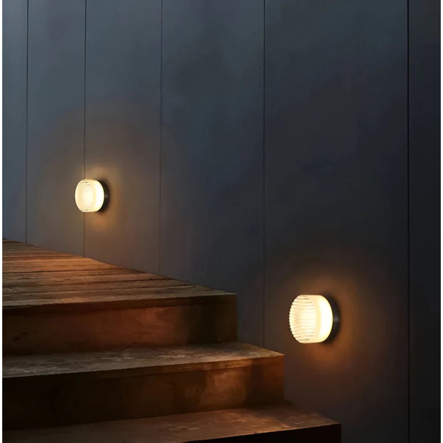 Ambrelo Modern Round Wall Sconce Amber Glass
