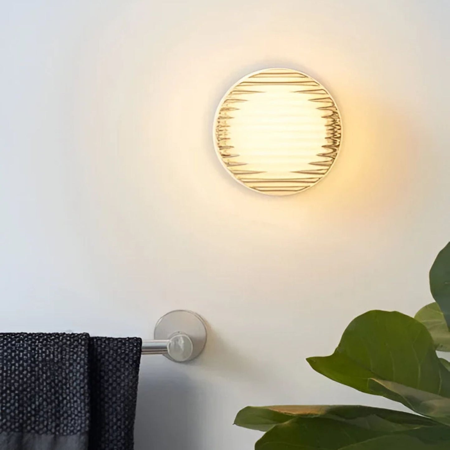 Ambrelo Modern Round Wall Sconce Amber Glass
