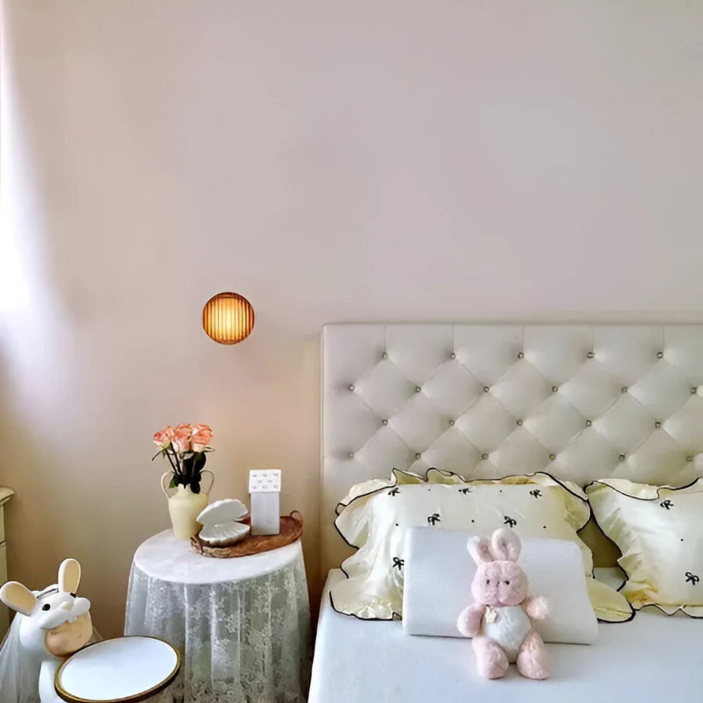 Ambrelo Modern Round Wall Sconce Amber Glass