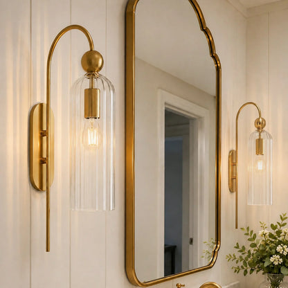 Azura Antique Cylinder Vertical Ribbed Glass Wall Sconce 9