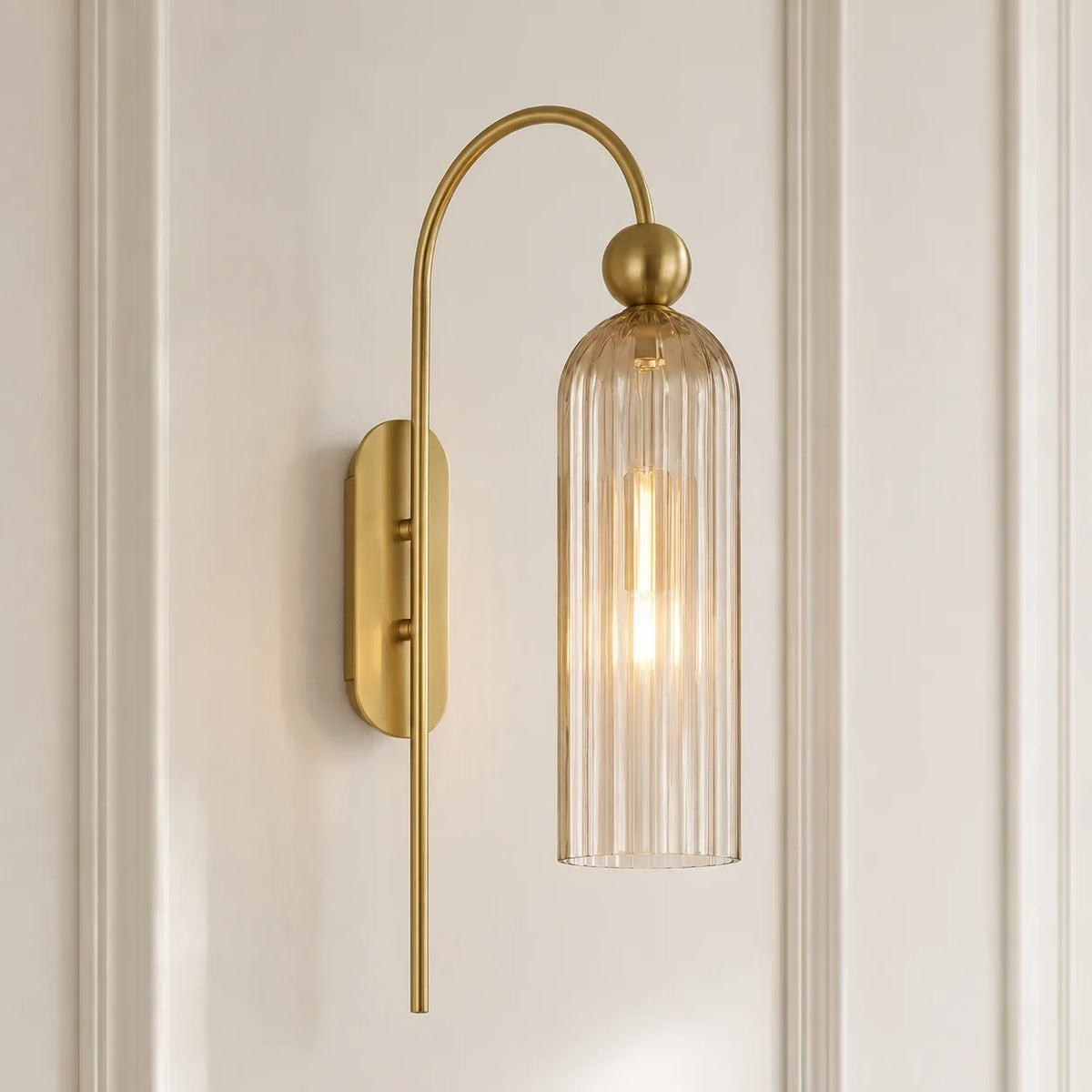 Azura Antique Cylinder Vertical Ribbed Glass Wall Sconce 14
