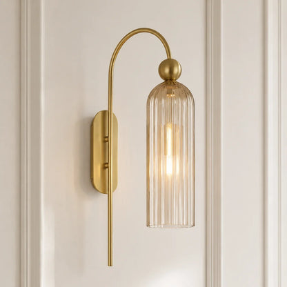 Azura Antique Cylinder Vertical Ribbed Glass Wall Sconce 14